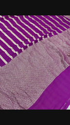 Purple Pure Khaddi Georgette Silk Handloom Banarasi Saree