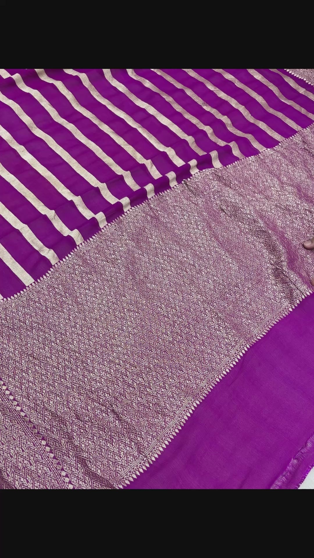 Purple Pure Khaddi Georgette Silk Handloom Banarasi Saree