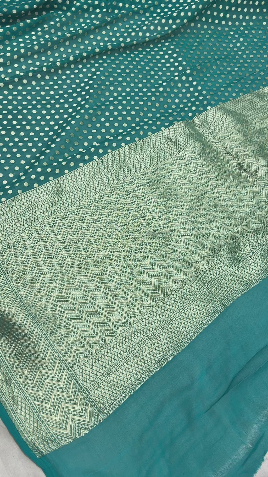 Blue Pure Khaddi Georgette Silk Handloom Banarasi Saree