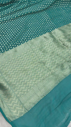 Blue Pure Khaddi Georgette Silk Handloom Banarasi Saree