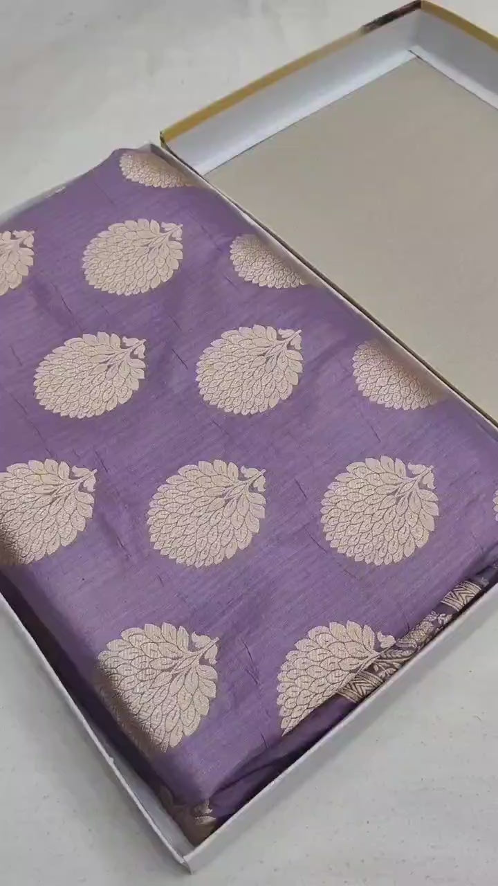 Regal Lavender Pure Katan Silk Handloom Banarasi Saree - All Over Motifs