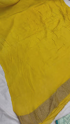 Mustard Gold Pure Khaddi Georgette Silk Handloom Banarasi Saree