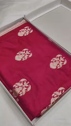Regal Red Pure Katan Silk Handloom Banarasi Saree - All Over Floral Motifs