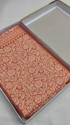 Dual Shade Orange Pure Katan Silk Handloom Banarasi Saree - All Over Tanchui Brocade