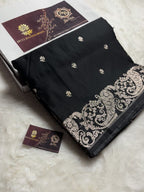 Premium Mashru Katan Silk Banarasi Saree With Floral Motifs