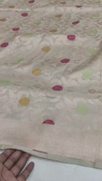 Pastel Blue Pure Katan Silk Handloom Banarasi Saree - All Over Meenakari Brocade Jangla