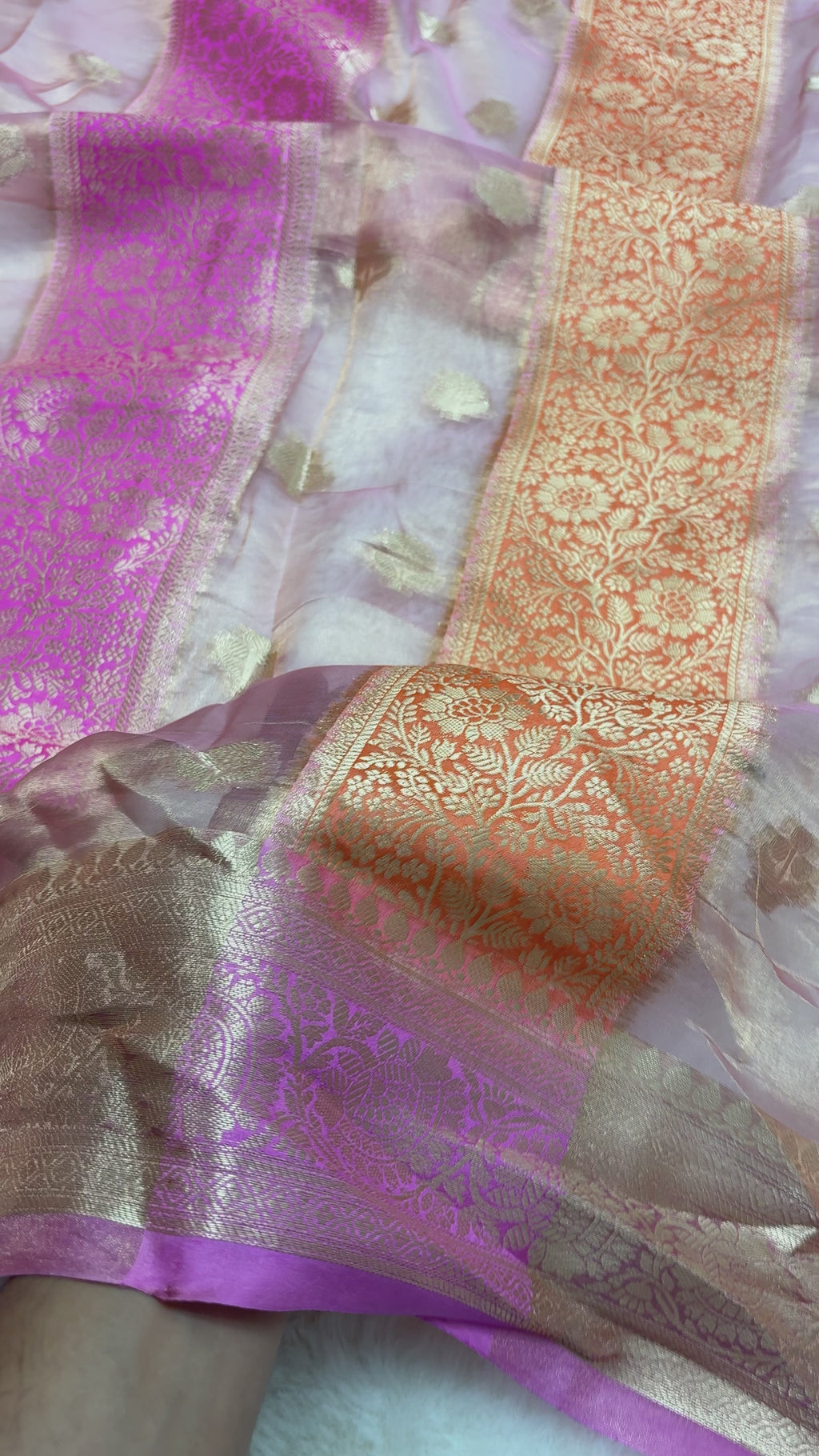 Pure Chiniya Silk Handloom Banarasi Saree - Dual Design