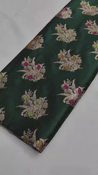 Bottle Green Pure Katan Silk Handloom Banarasi Saree - All Over Meenakari Motifs