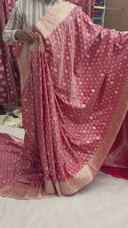 Light Pink Premium Mashru Katan Silk Tanchui Brocade Banarasi Saree