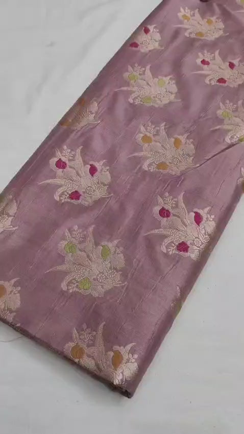Light Pink Pure Katan Silk Handloom Banarasi Saree - All Over Meenakari Motifs