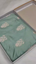 Pastel Green Pure Katan Silk Handloom Banarasi Saree - All Over Floral Motifs