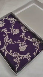 Regal Deep Purple Pure Katan Silk Handloom Banarasi Saree - All Over Floral Vines