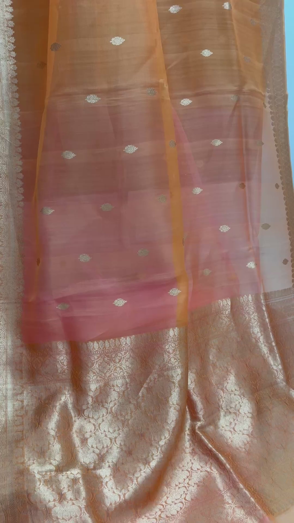 Pure Kora Silk Handloom Banarasi Saree - All Over Kadua Motifs