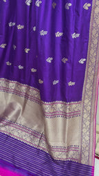 Regal Purple Pure Katan Silk Handloom Banarasi Saree - All Over Kadua Motifs