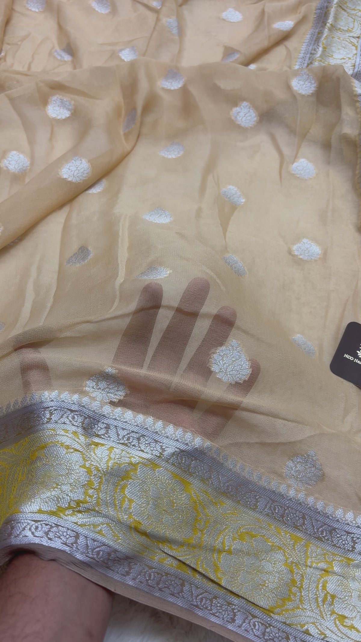Pure Khaddi Chiffon Silk Banarasi Saree - All Over Motifs