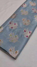 Light Blue Pure Katan Silk Handloom Banarasi Saree - All Over Meenakari Motifs