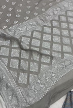 Gray Pure Khaddi Georgette Silk Handloom Banarasi Saree