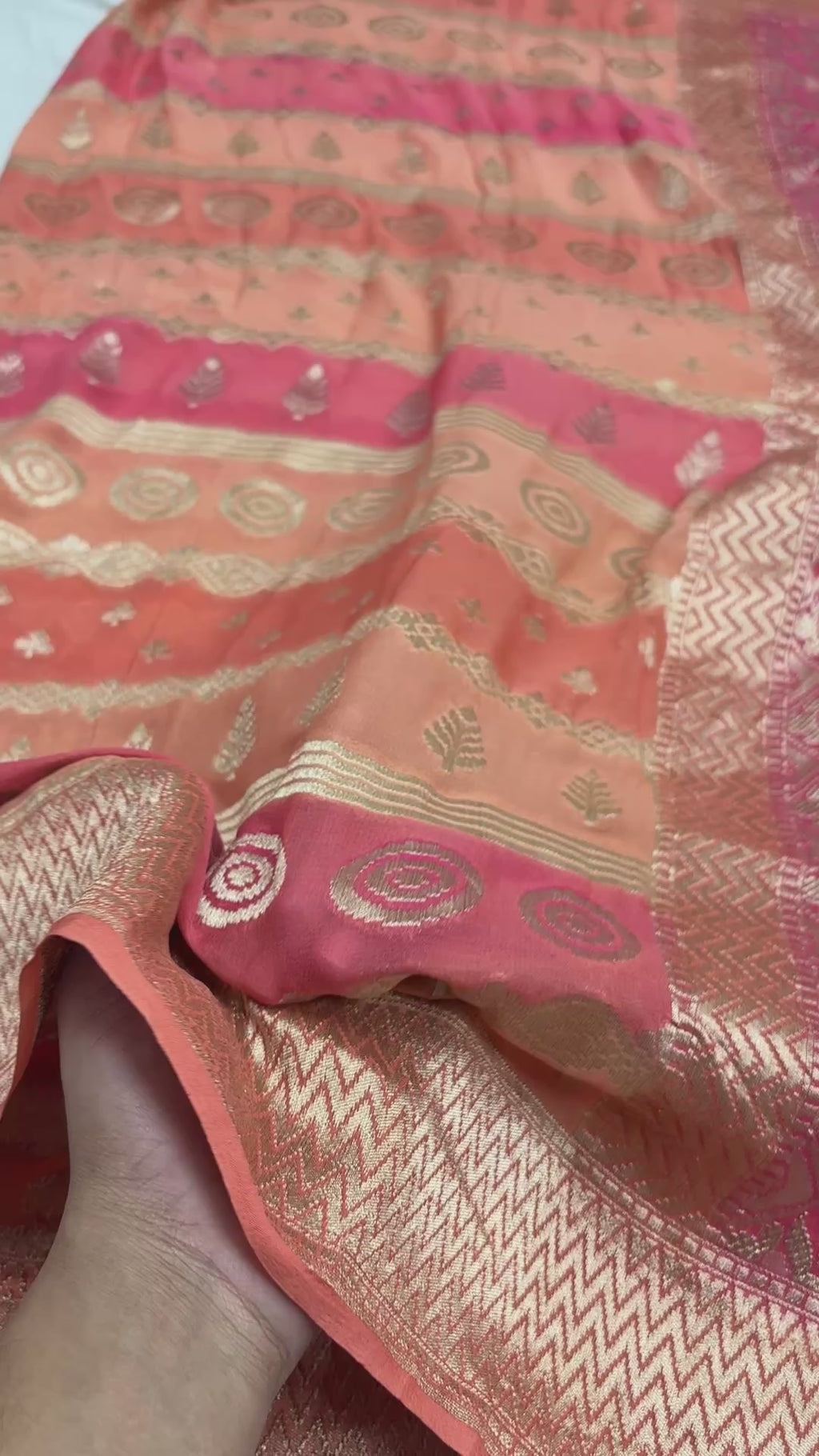 Rangkat Pure Khaddi Georgette Silk Handloom Banarasi Saree - Water Zari