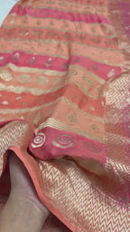 Rangkat Pure Khaddi Georgette Silk Handloom Banarasi Saree - Water Zari
