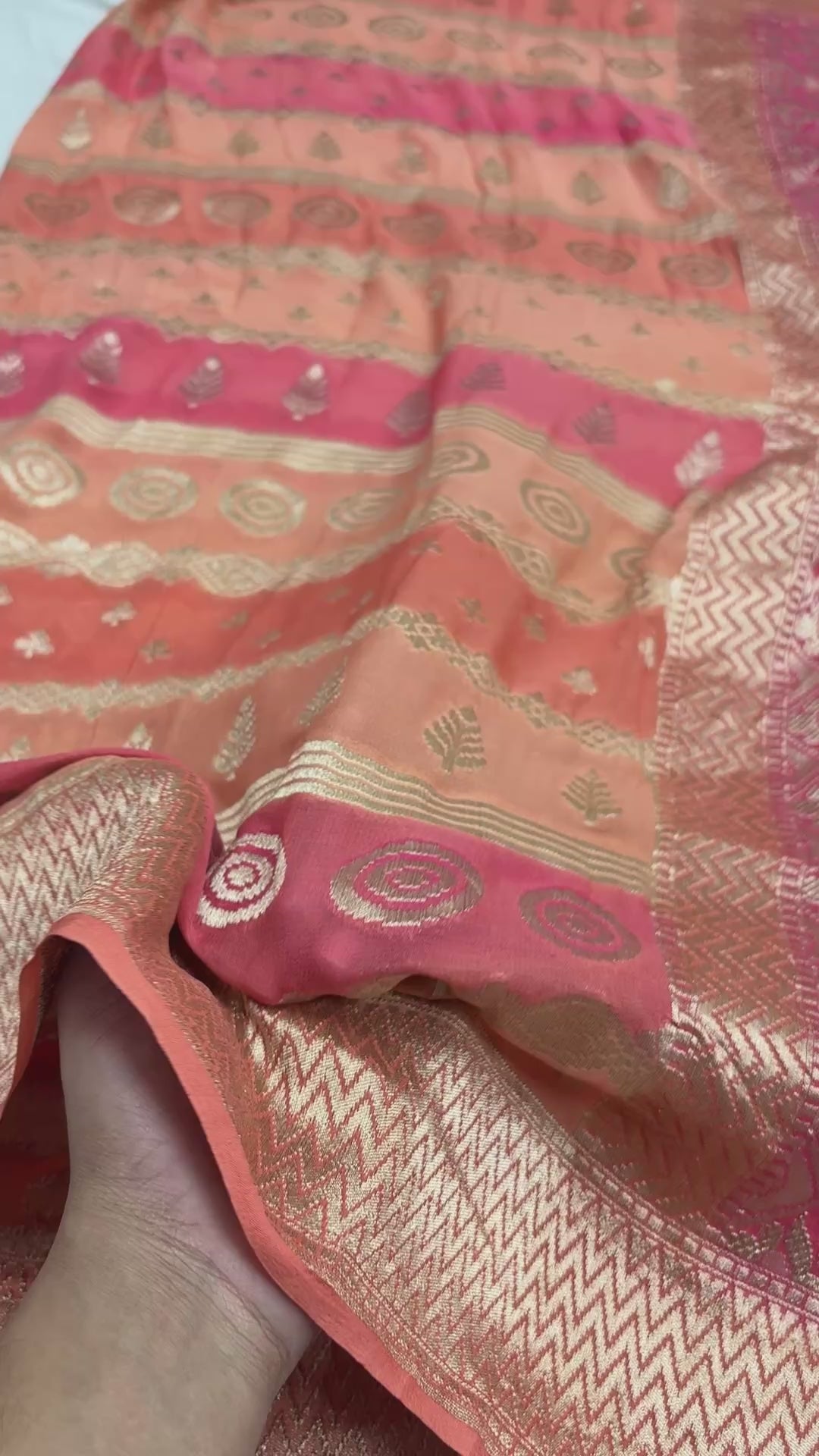 Rangkat Pure Khaddi Georgette Silk Handloom Banarasi Saree - Water Zari