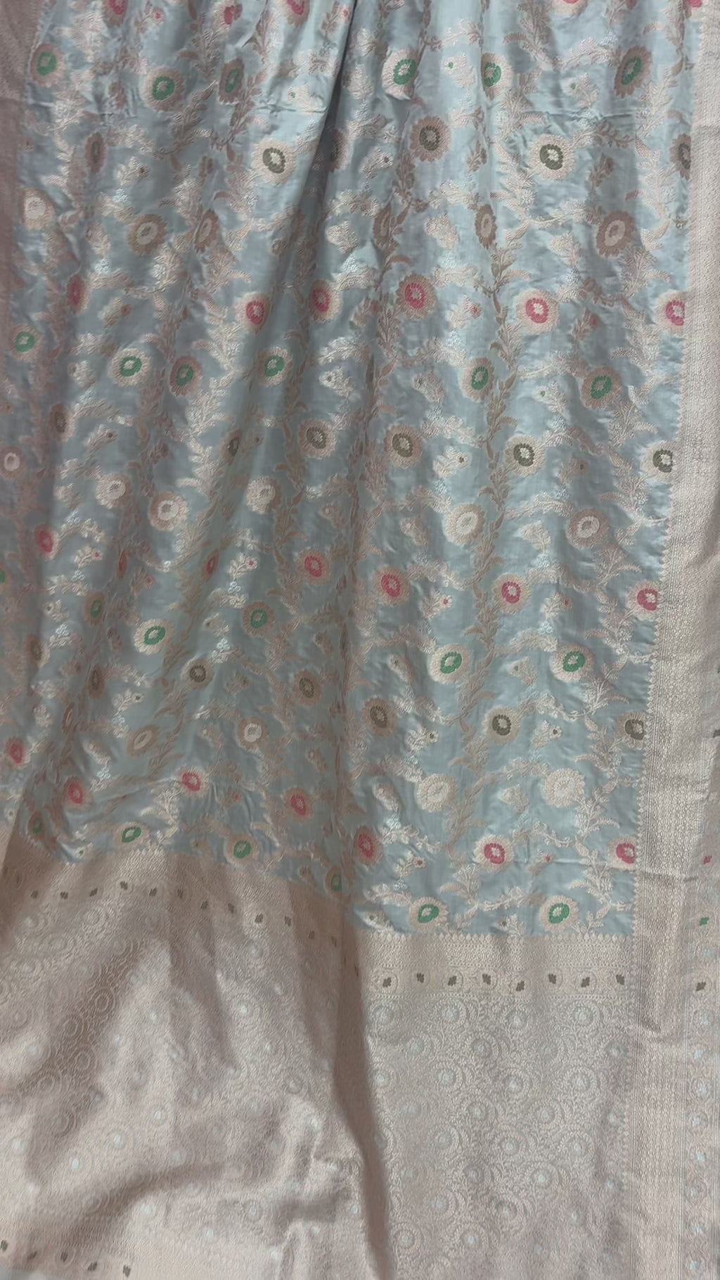 Pastel Green Pure Katan Silk Handloom Banarasi Saree - All Over Meenakari Jaal