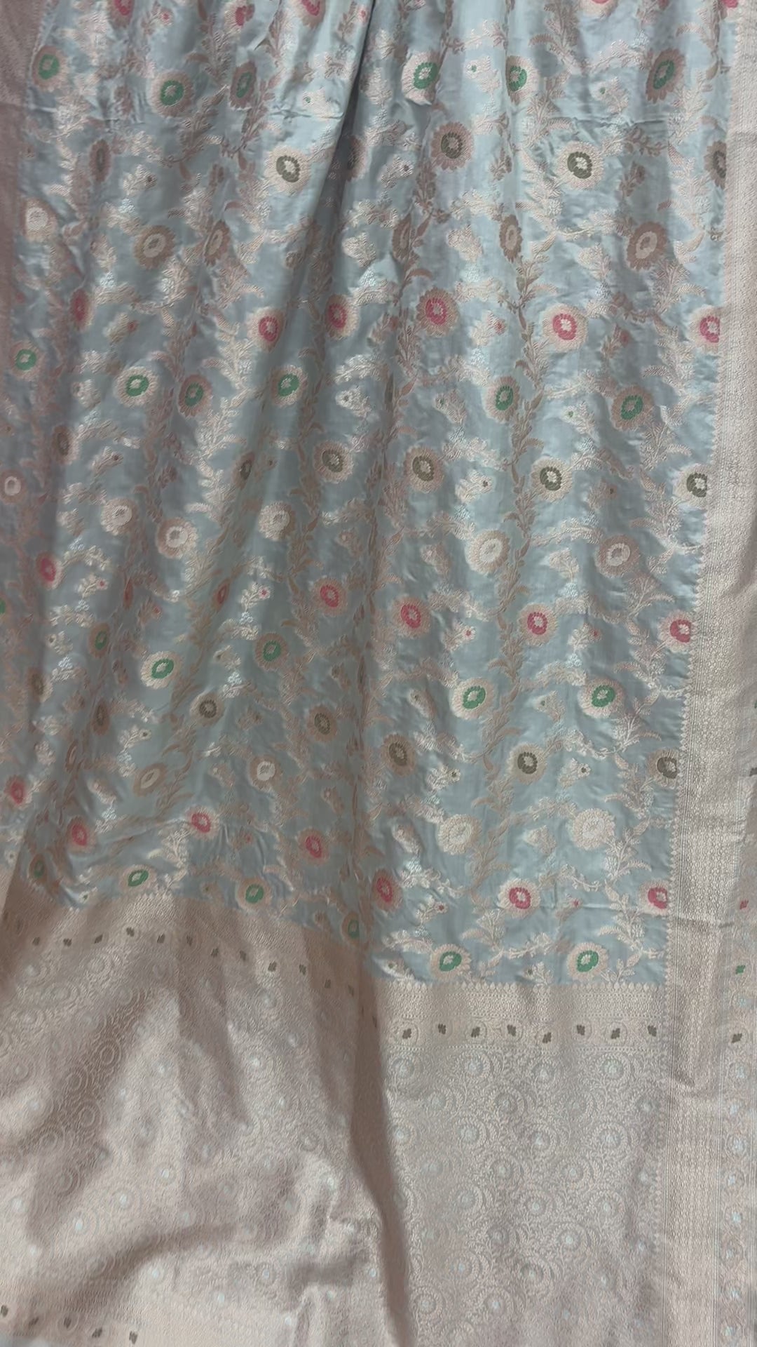 Pastel Green Pure Katan Silk Handloom Banarasi Saree - All Over Meenakari Jaal