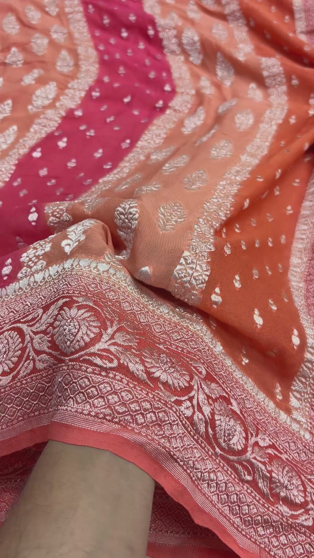 Rangkat Pure Khaddi Georgette Silk Handloom Banarasi Saree - Water Zari