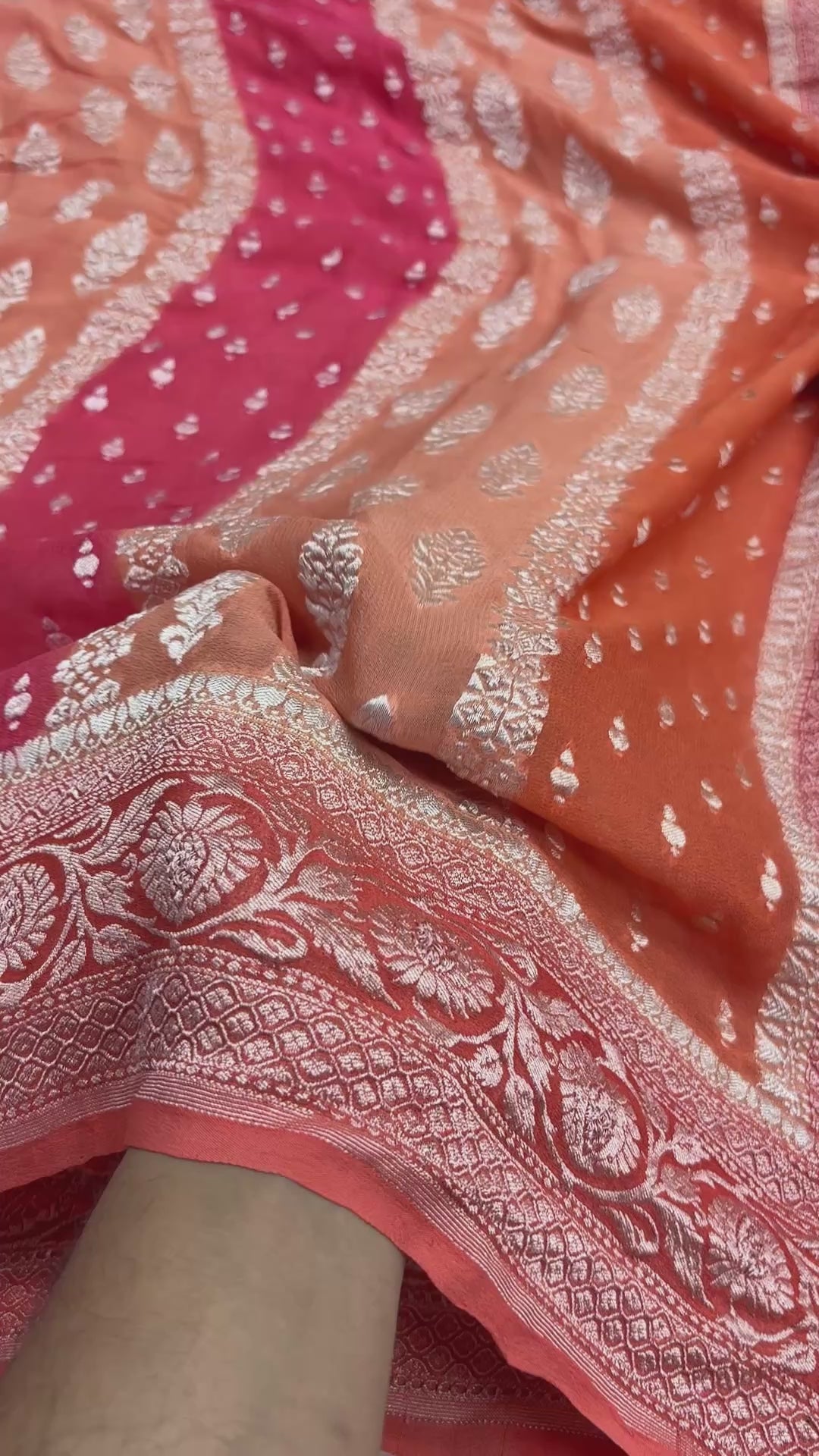 Rangkat Pure Khaddi Georgette Silk Handloom Banarasi Saree - Water Zari