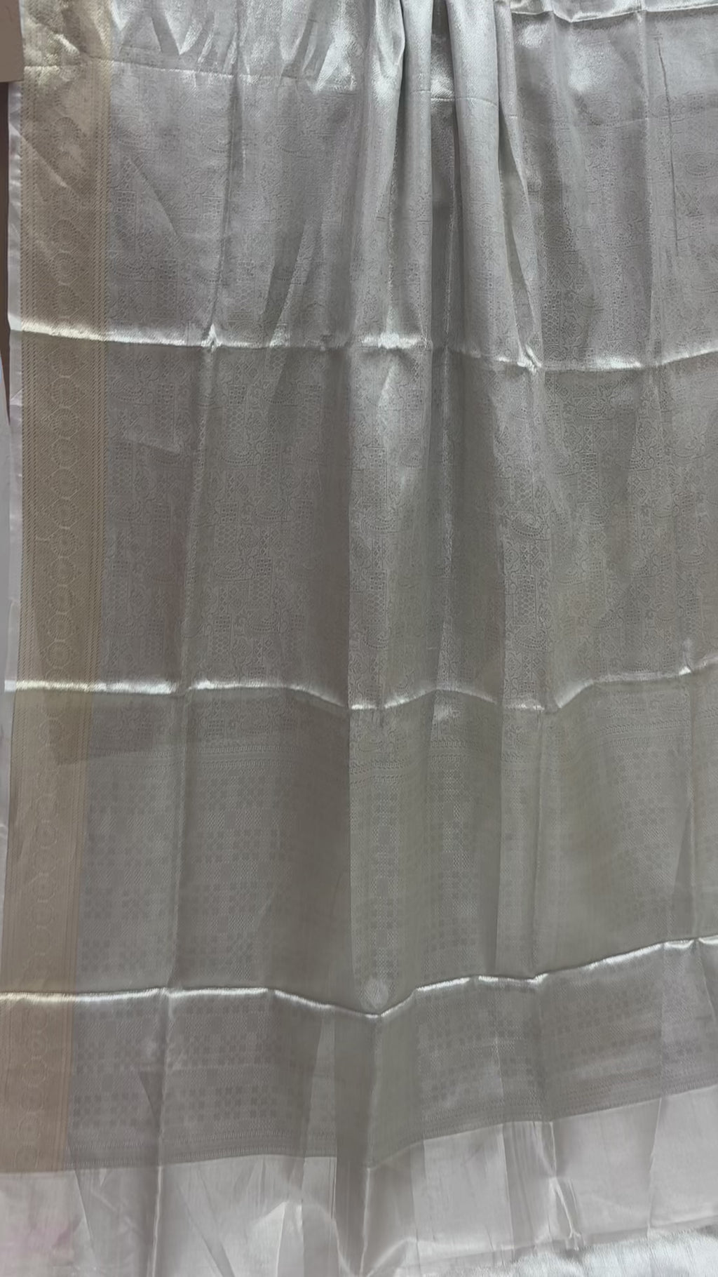 Silver Pure Molten Tissue Silk Tanchui Brocade Handloom Banarasi Saree