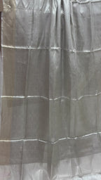Silver Pure Molten Tissue Silk Tanchui Brocade Handloom Banarasi Saree