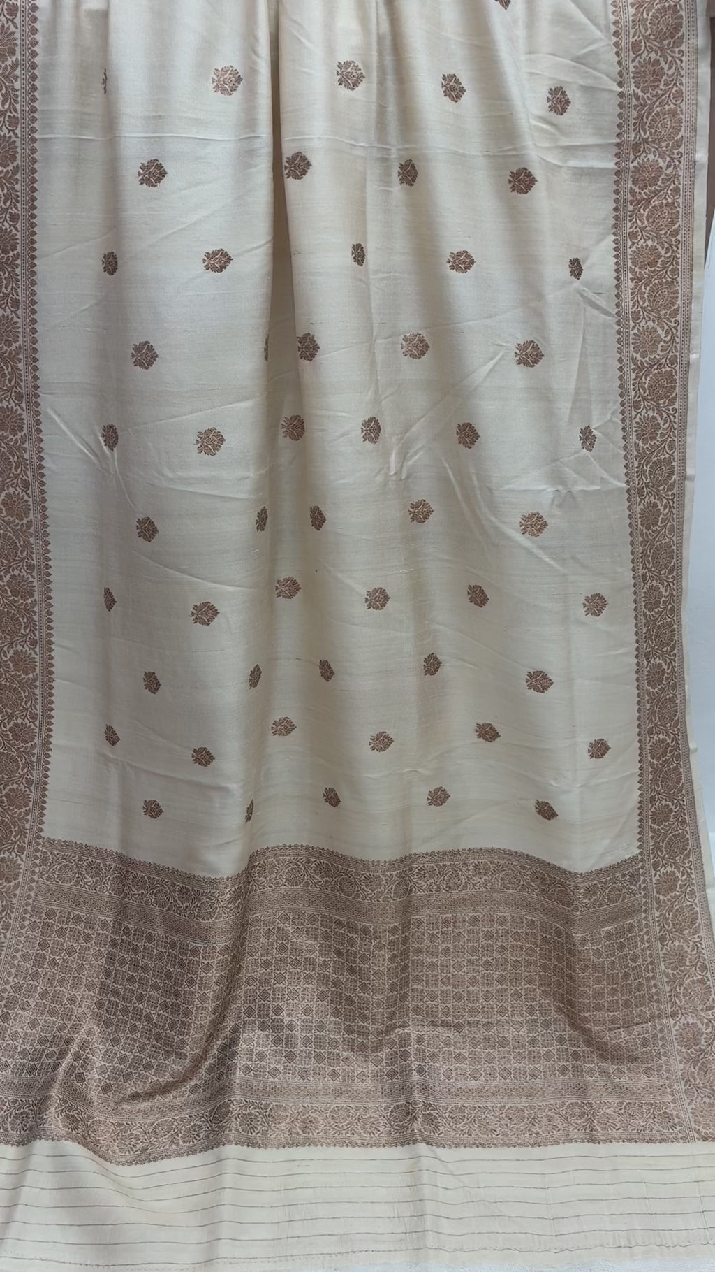 Pure Tussar Silk Handloom Banarasi Saree - All Over Motifs