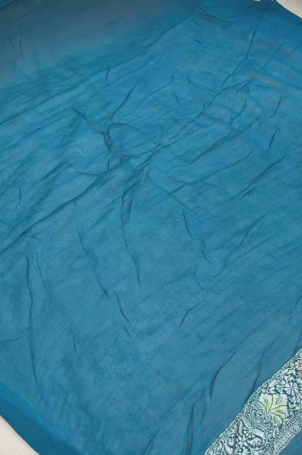 Blue Pure Khaddi Georgette Silk Handloom Banarasi Saree - All Over Meenakari Jaal