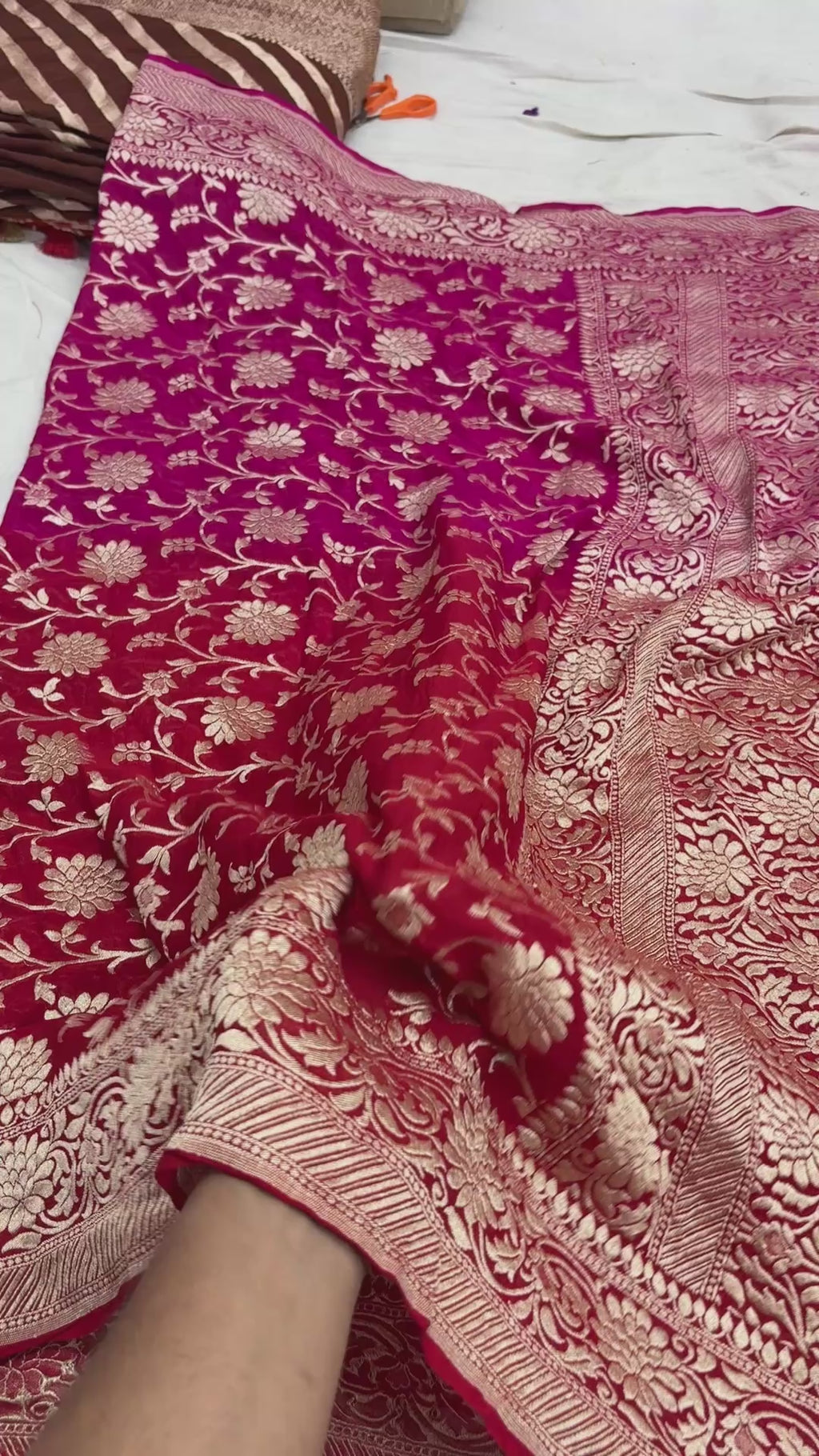 Shaded Pure Khaddi Georgette Silk Handloom Banarasi Saree - Water Zari
