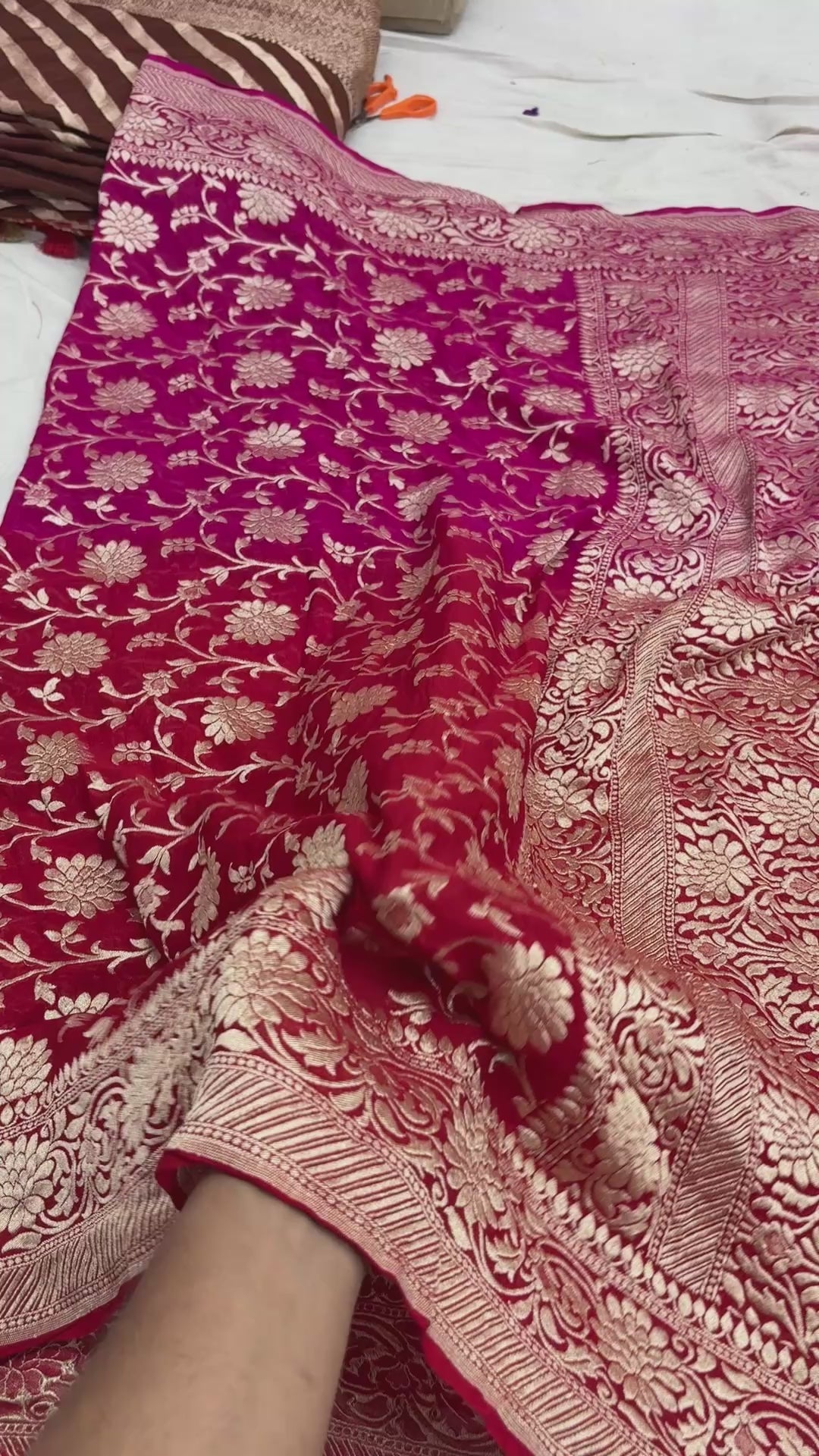 Shaded Pure Khaddi Georgette Silk Handloom Banarasi Saree - Water Zari