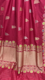 Regal Red Pure Katan Silk Handloom Banarasi Saree - All Over Kadhua Meenakari Motifs