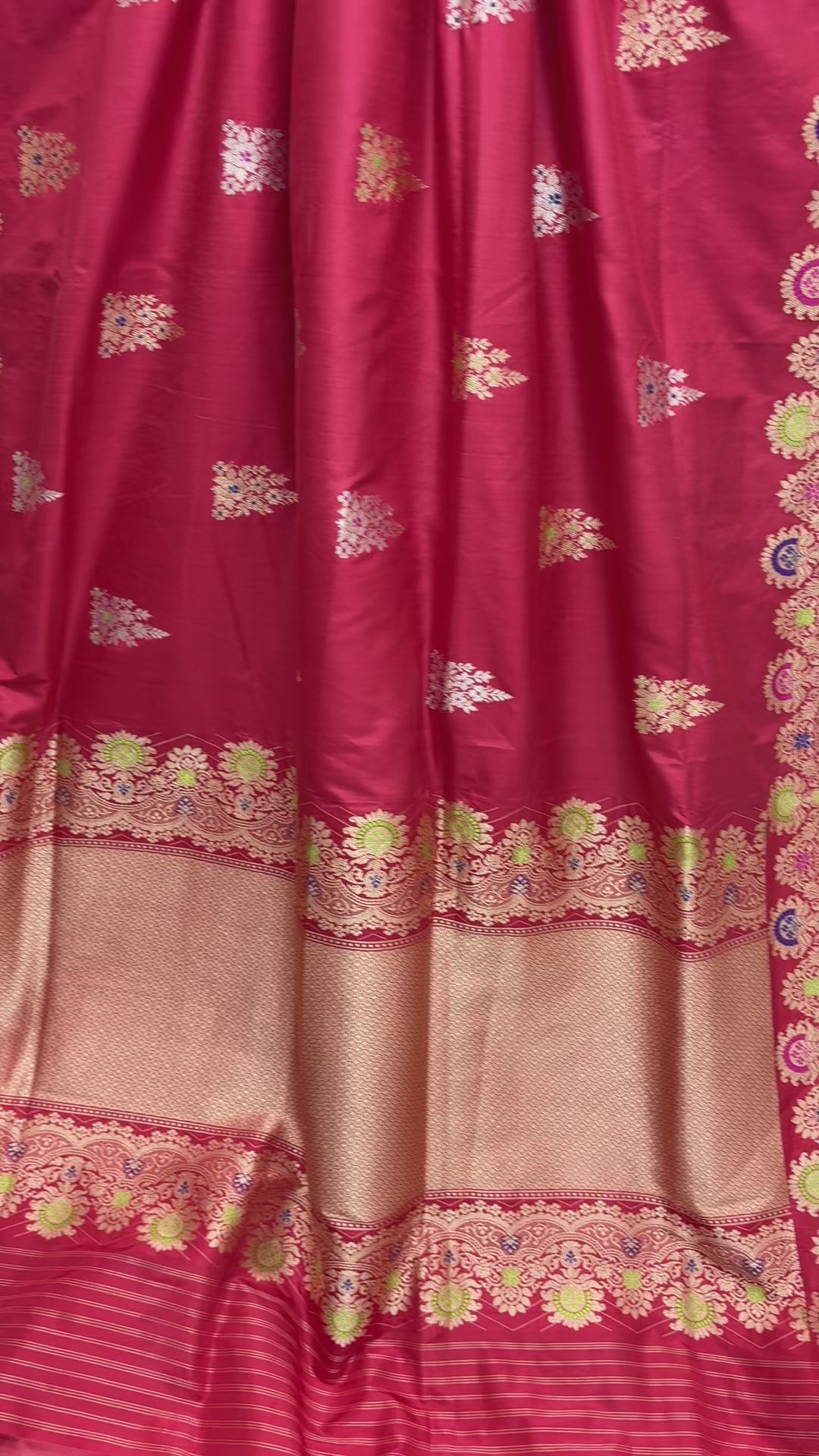 Regal Red Pure Katan Silk Handloom Banarasi Saree - All Over Kadhua Meenakari Motifs