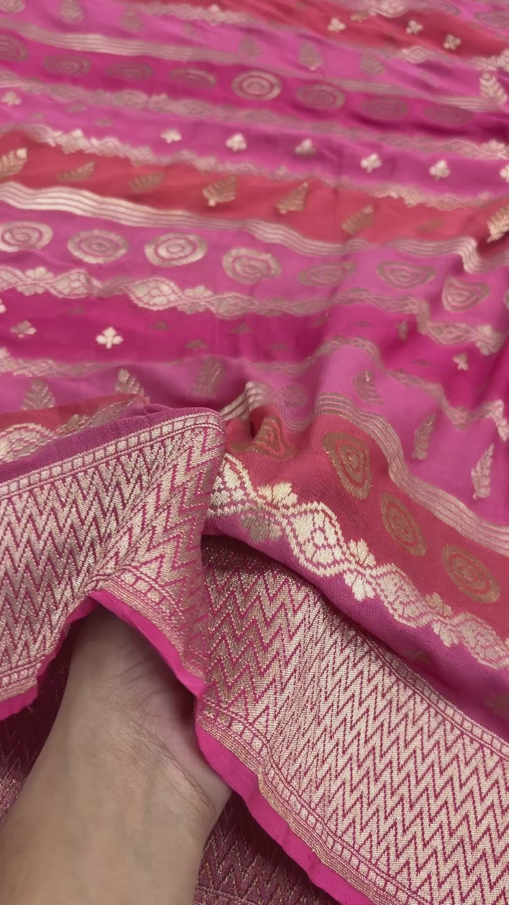 Rangkat Pure Khaddi Georgette Silk Handloom Banarasi Saree - Water Zari