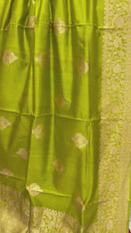 Pure Mango Katan Silk Handloom Banarasi Saree - All Over Kadhua Motifs