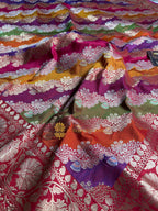 Pure Katan Silk Handloom Kadhua Jangla Rangkat Banarasi Saree