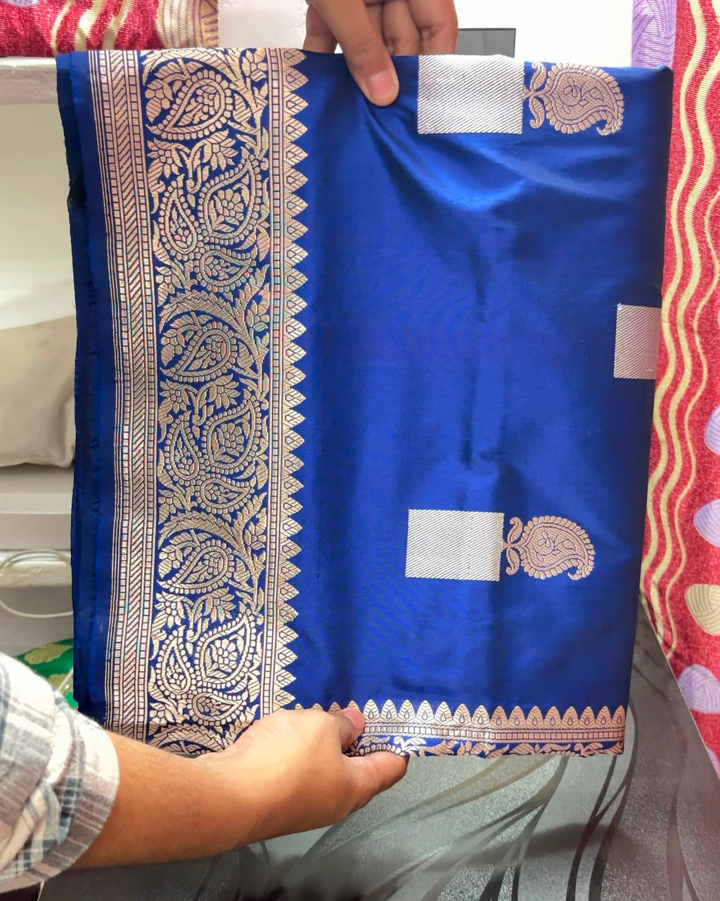 Regal Pure Katan Silk Handloom Banarasi Saree - All Over Kadhua Paisley Motifs