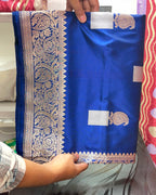 Regal Pure Katan Silk Handloom Banarasi Saree - All Over Kadhua Paisley Motifs