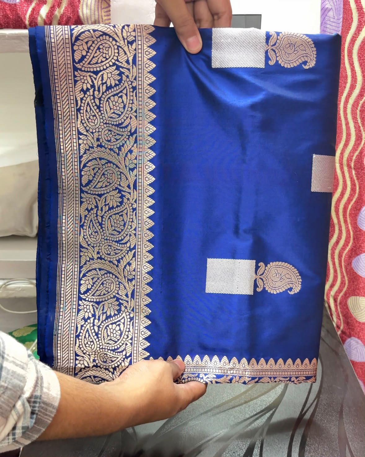 Regal Pure Katan Silk Handloom Banarasi Saree - All Over Kadhua Paisley Motifs