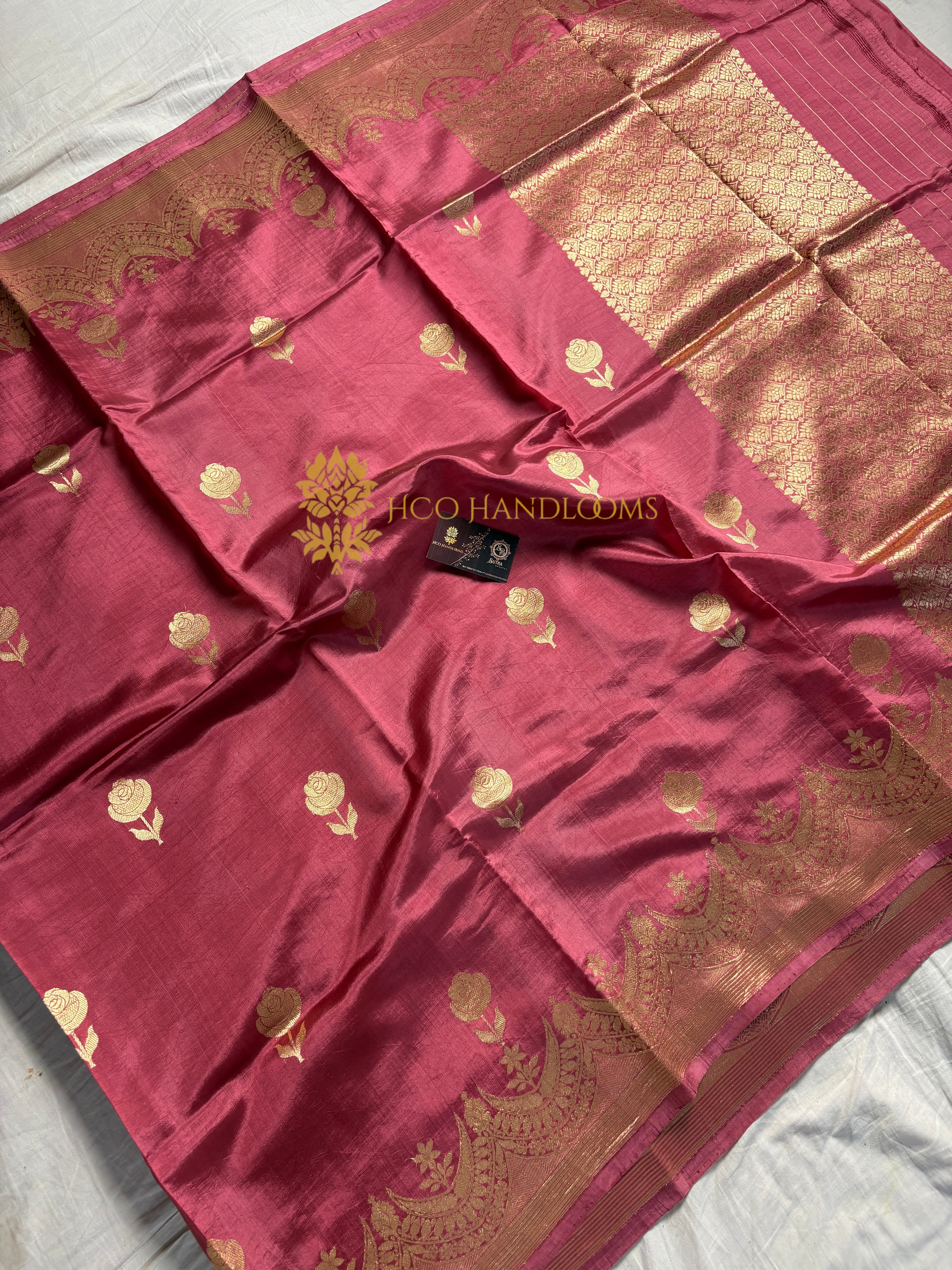 Pure Mango Katan Silk Handloom Banarasi Saree - All Over Kadhua Motifs