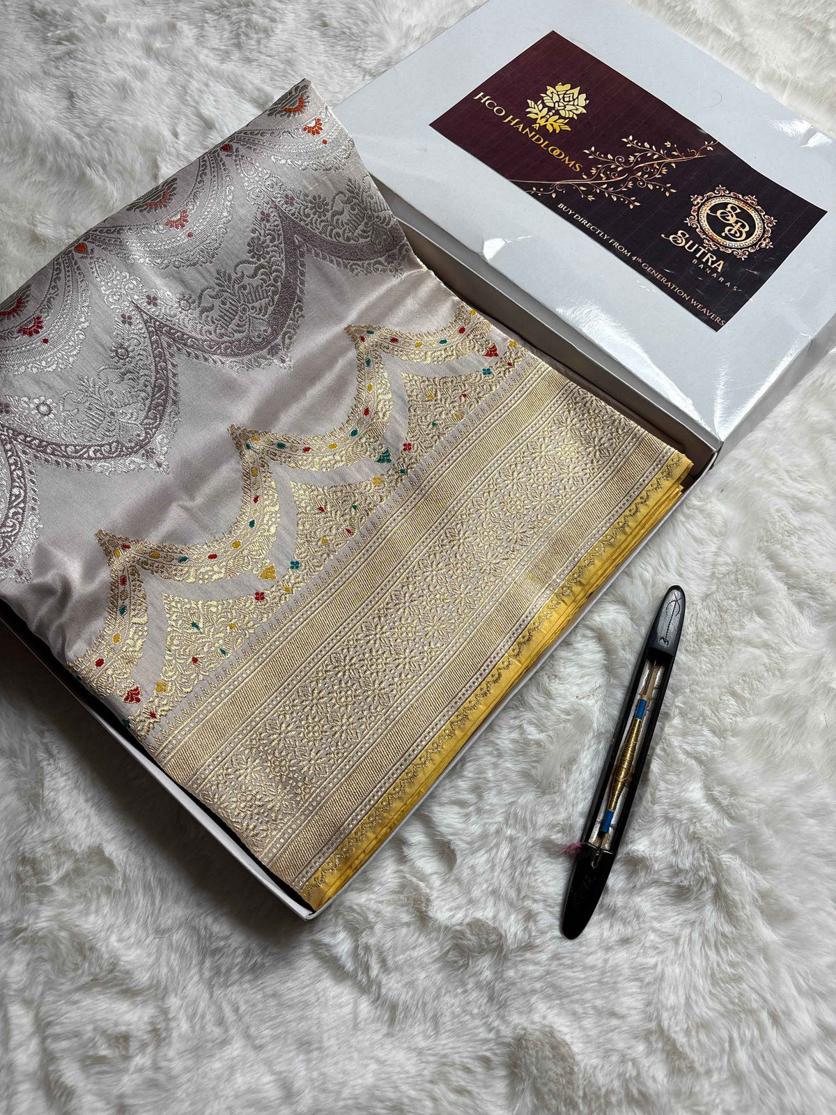 Pure Katan Silk Handloom Banarasi Saree - All Over Meenakari Kadhua Jangla