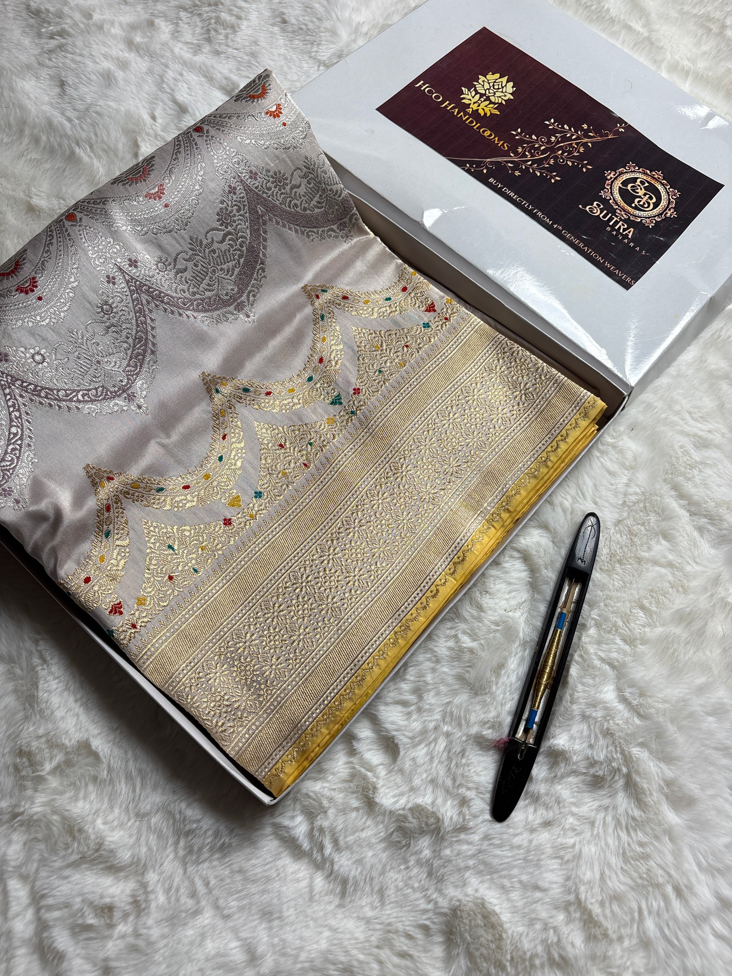 Pure Katan Silk Handloom Banarasi Saree - All Over Meenakari Kadhua Jangla