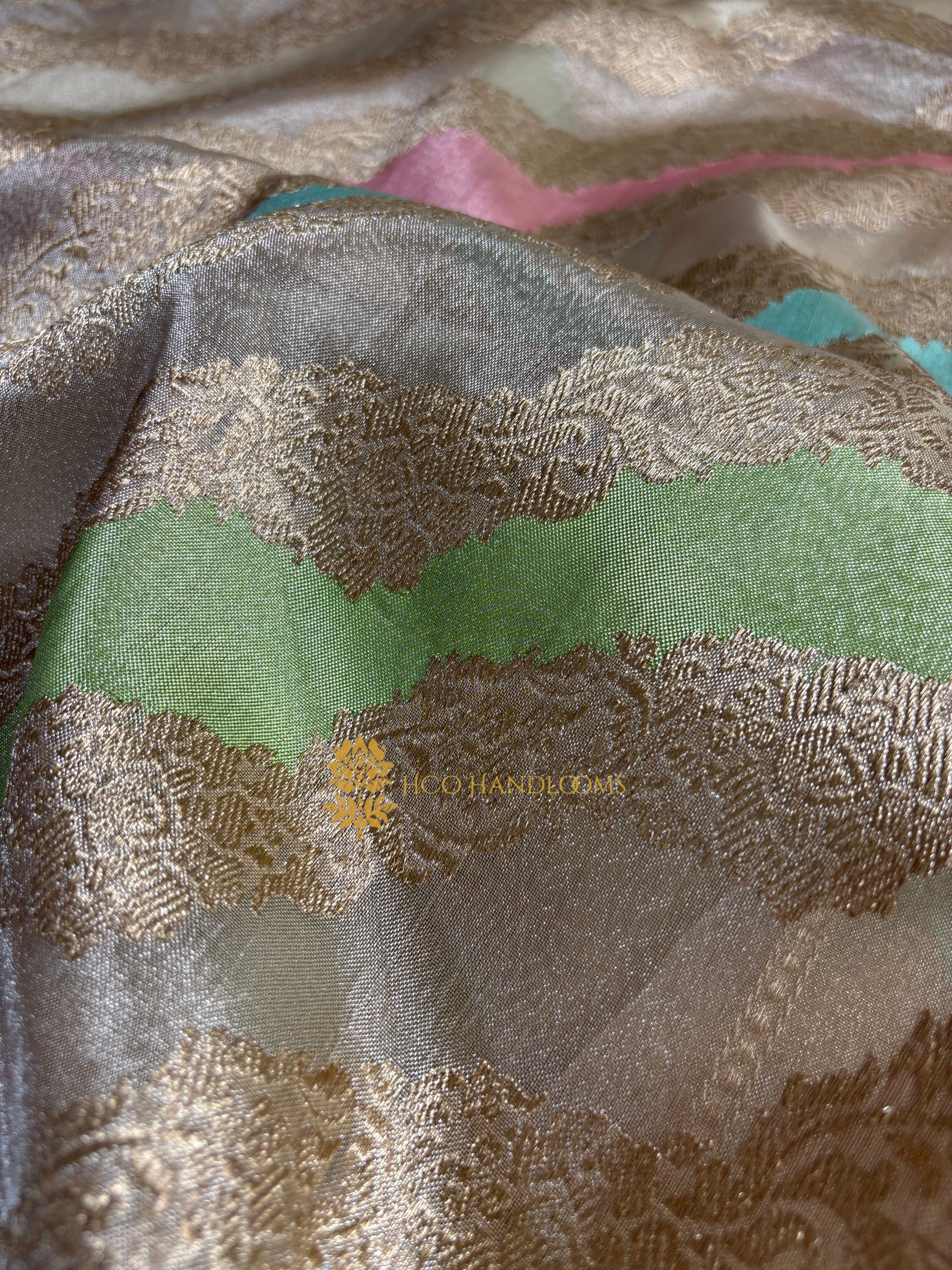 Pure Kora Tissue Silk Handloom Kadhua Jangla Rangkat Banarasi Saree