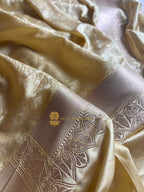 Premium Mashru Katan Silk Jangla Floral Banarasi Saree