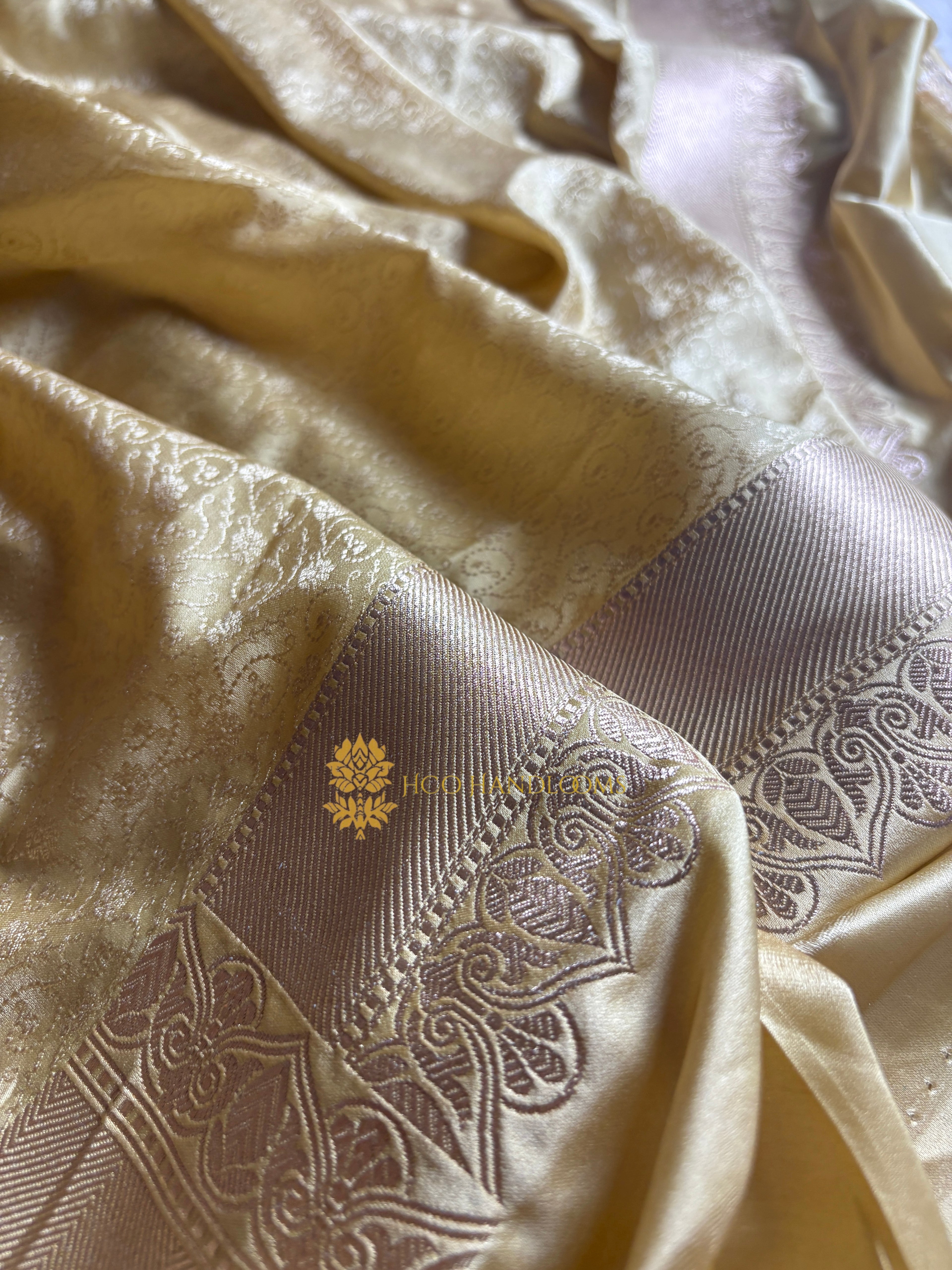 Premium Mashru Katan Silk Jangla Floral Banarasi Saree