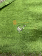 Green Pure Mango Katan Silk Handloom Banarasi Saree - All Over Kadhua Motifs
