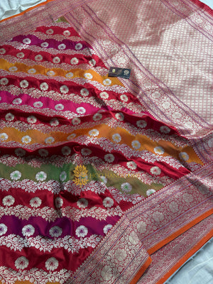 Pure Katan Silk Handloom Kadhua Meenakari Rangkat Banarasi Saree